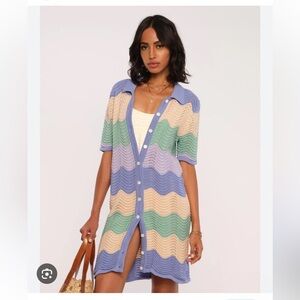 Revolve Heartloom Liora Crochet Button Down Knit Swim Cover Up Dress- Size M